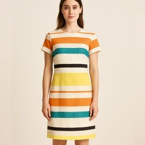 Tommy Hilfiger Linen Dress Multicolor Horizontal Stripes Resort Size 6